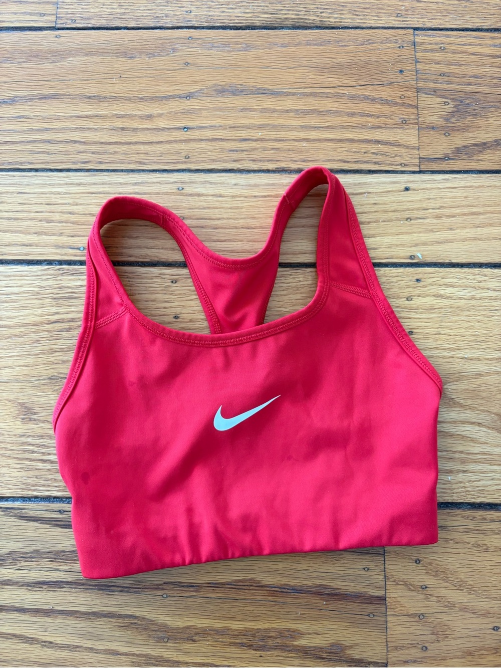 Nike Red Racerback Sports Bra with White Swoosh